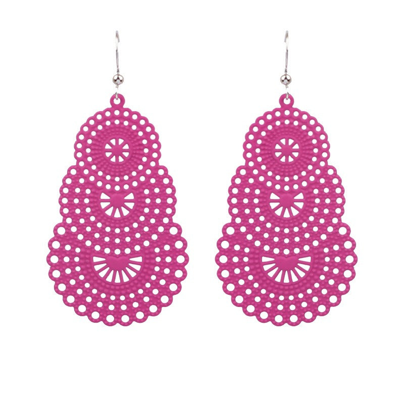 Bohemian Gourd Geometric Hollow Out Colorful Drop Earrings for Women