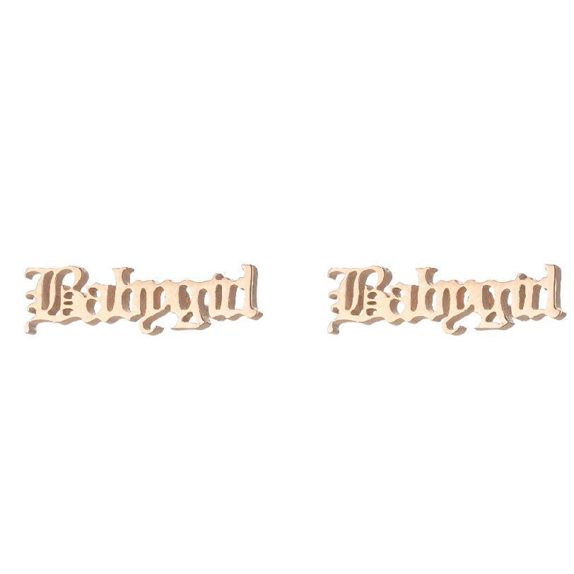 Simple Style Stainless Steel Letter Stud Earrings - Babygirl Angel Design