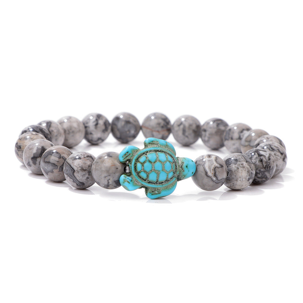 Retro Tortoise Agate and Natural Stone Beaded Bracelet
