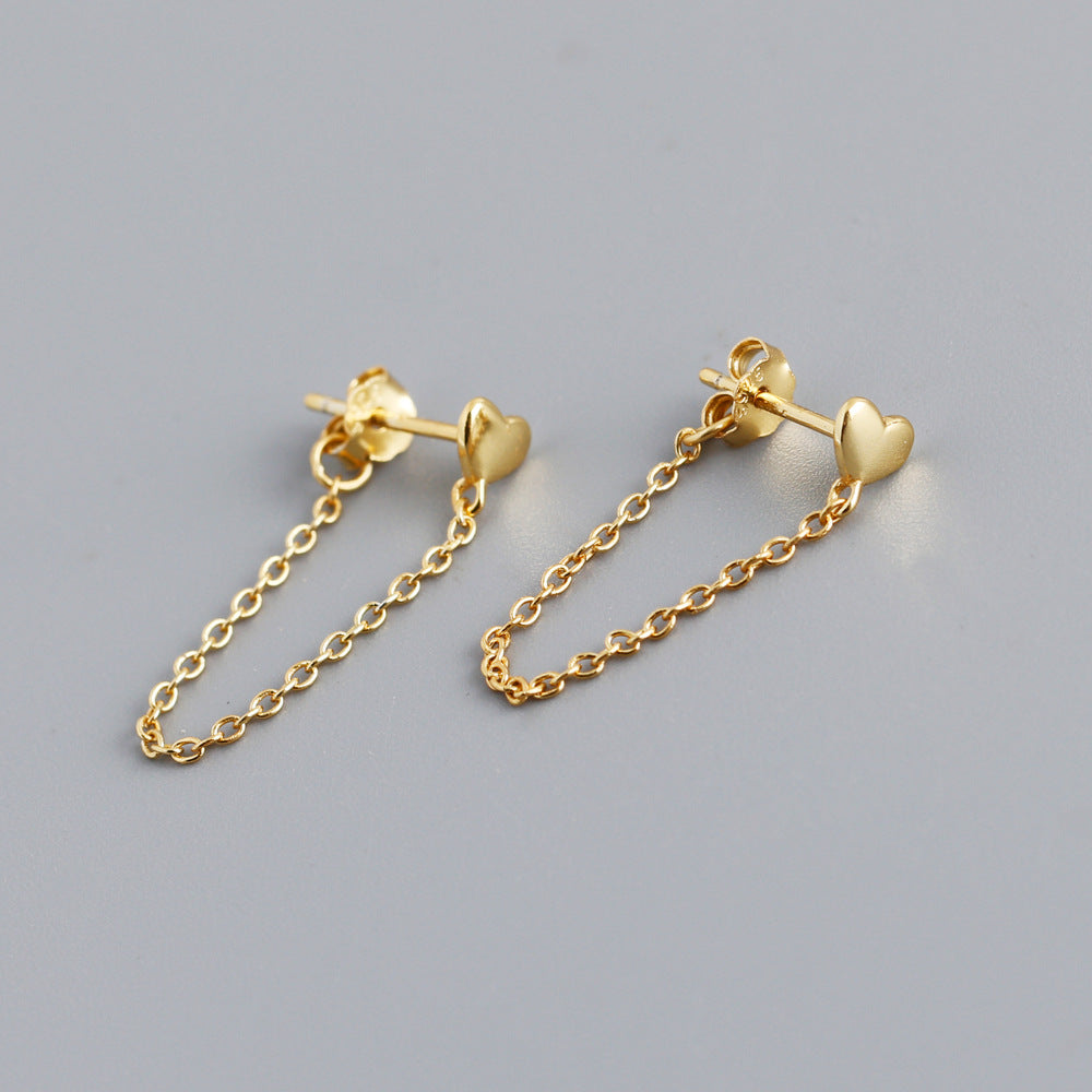 1 Pair Heart Shape Stainless Steel 14K Gold Plated Rose Gold Plated Silver Plated Tassel Earrings