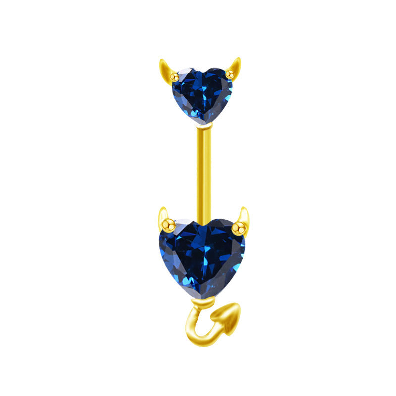 Elegant Heart Shape Stainless Steel Zircon Inlay Belly Ring