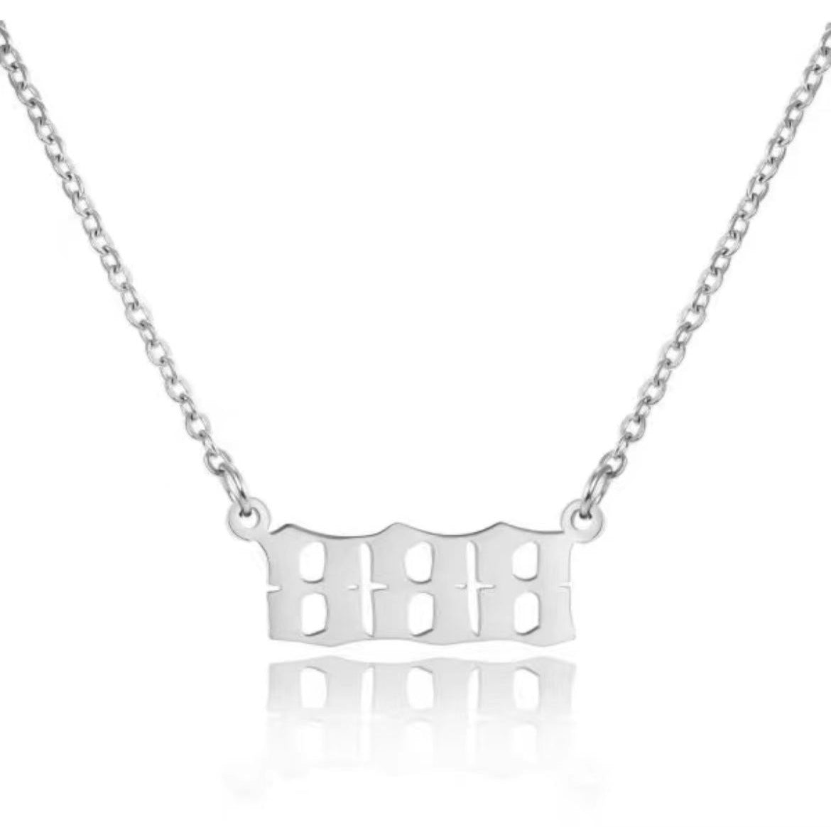 Simple Retro Stainless Steel Number Pendant Necklace for Women and Couples