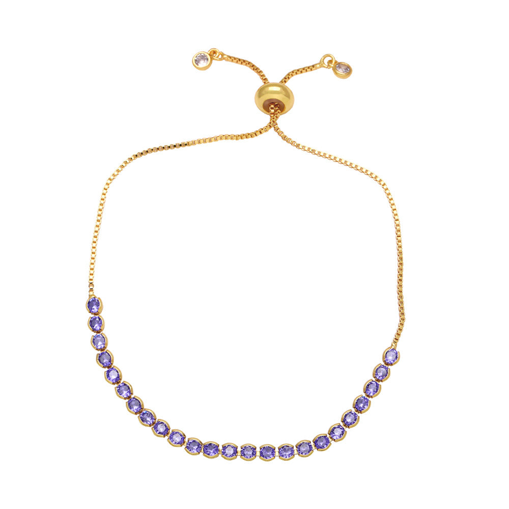 Simple Round Copper Plated Adjustable Zircon Bracelet