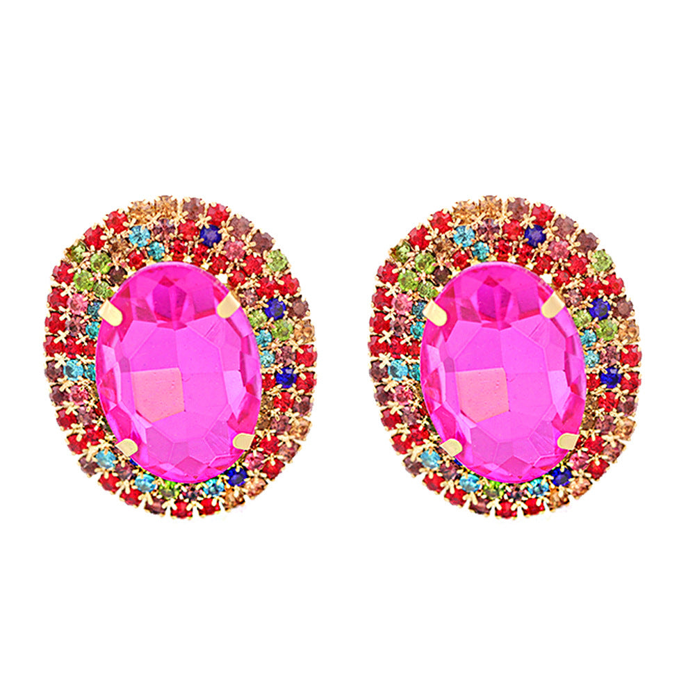 Korean Vintage Style Glass Gemstone Alloy Earrings