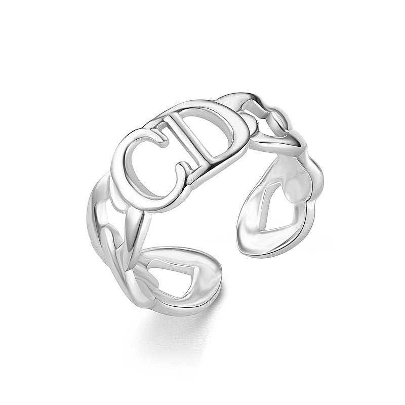 Fashion Vintage Heart Snake Titanium Steel Open Ring for Couples