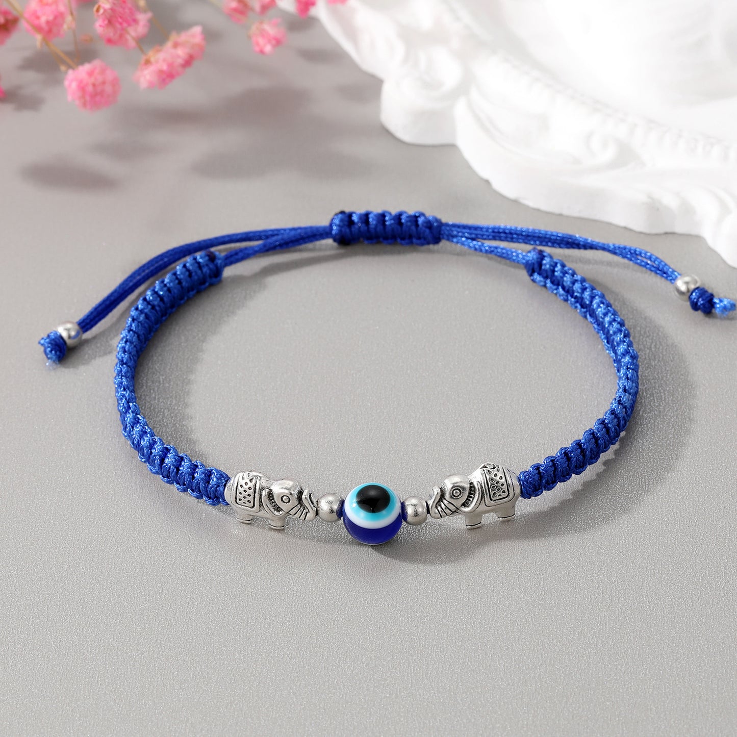 Creative Silver Elephant Beaded Adjustable Bracelet