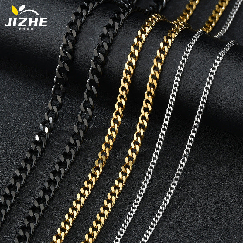 Fashion Geometric Stainless Steel Cuban Chain Necklace