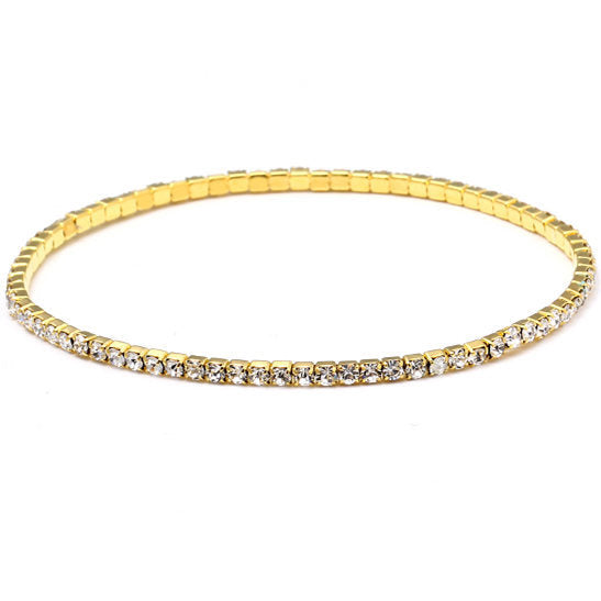 Geometric Elastic Rhinestone Crystal Bracelet 2.0mm Bridal Jewelry