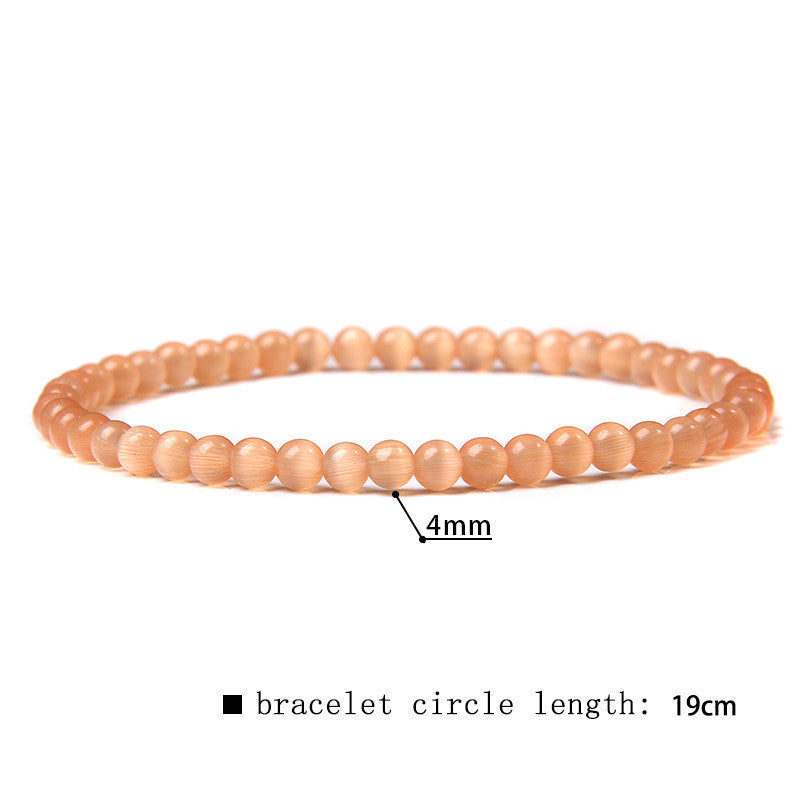 Minimalist Natural Stone Beaded Bracelet - 4mm Gemstone Jewelry for Women