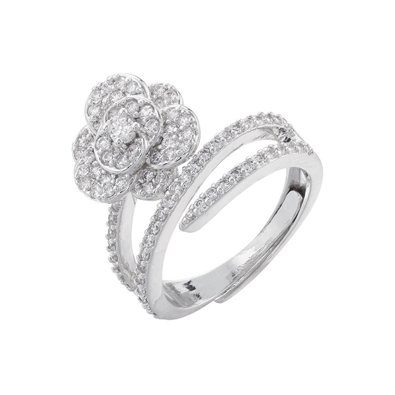 Elegant Luxurious Snake Butterfly Zircon 18K Gold Plated Adjustable Open Rings
