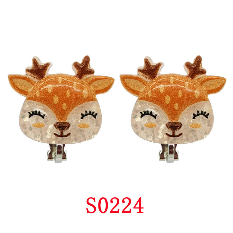 New Cartoon Unicorn Mermaid Clip-On Earrings for Girls