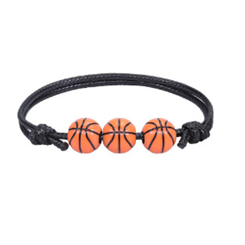 Acrylic Sports Bracelet - Basketball, Football, Baseball, Tennis Unisex Handmade Cord Design