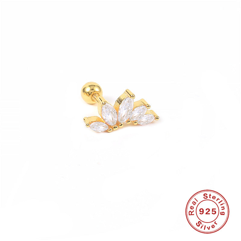 Sterling Silver Zircon Inlay Stud Earrings for Women