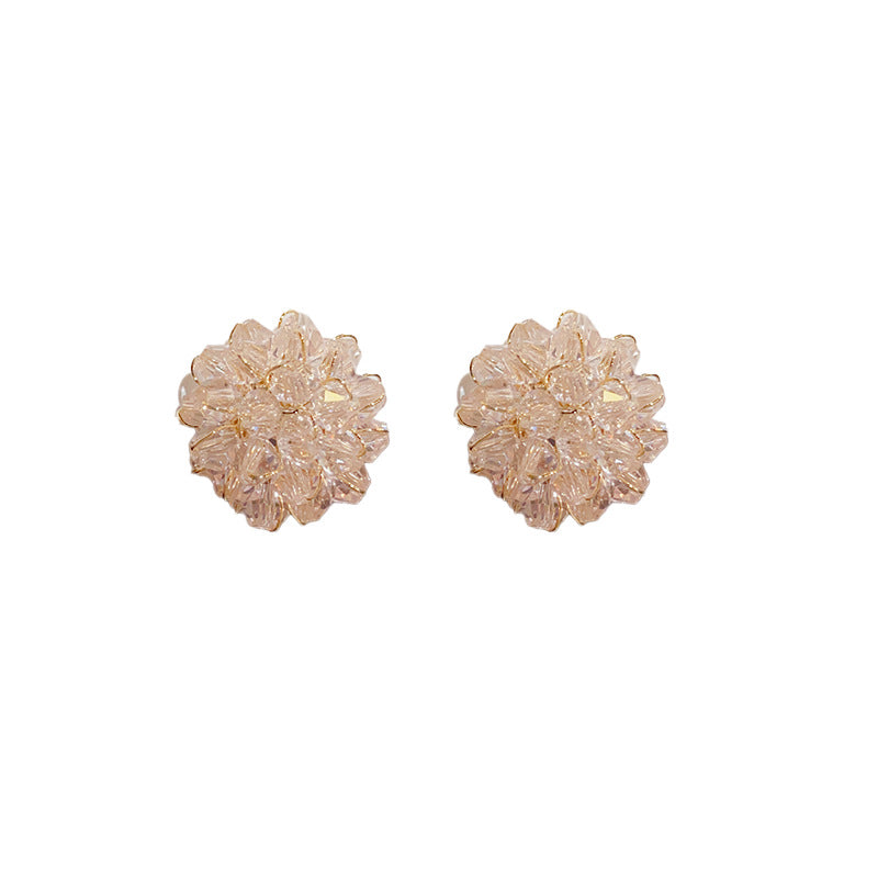 Fashion Geometric Crystal Flower Resin Earrings with S925 Silver Studs