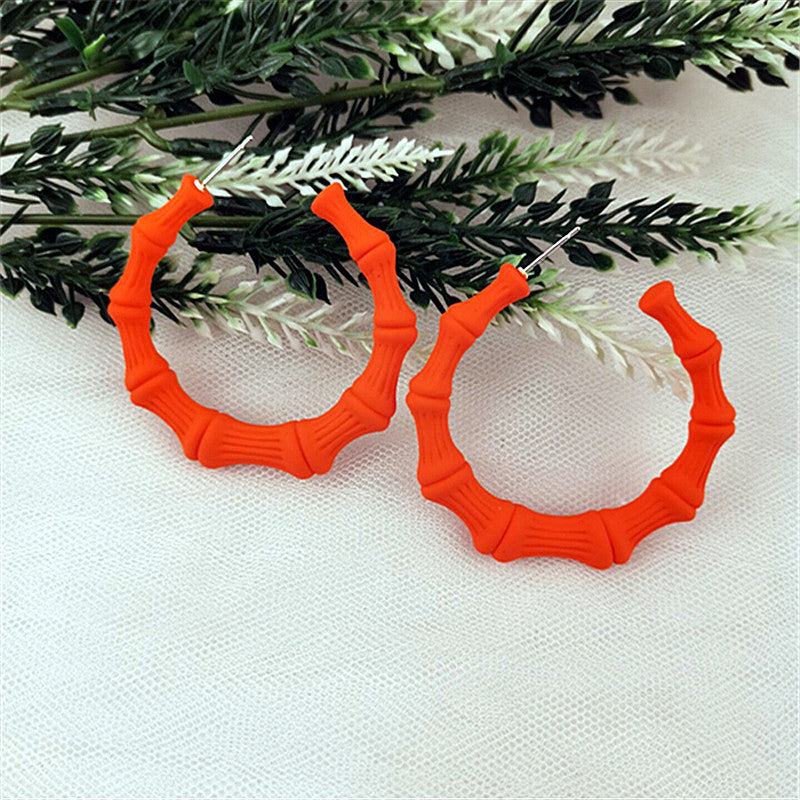 Retro Acrylic Hoop Earrings for Women - Fluorescent Bamboo Design