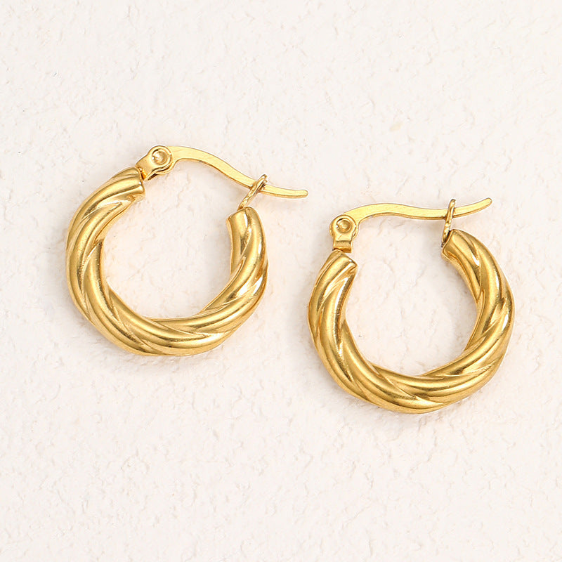 1 Pair Minimalist Geometric Gold Plated Stainless Steel Drop Earrings