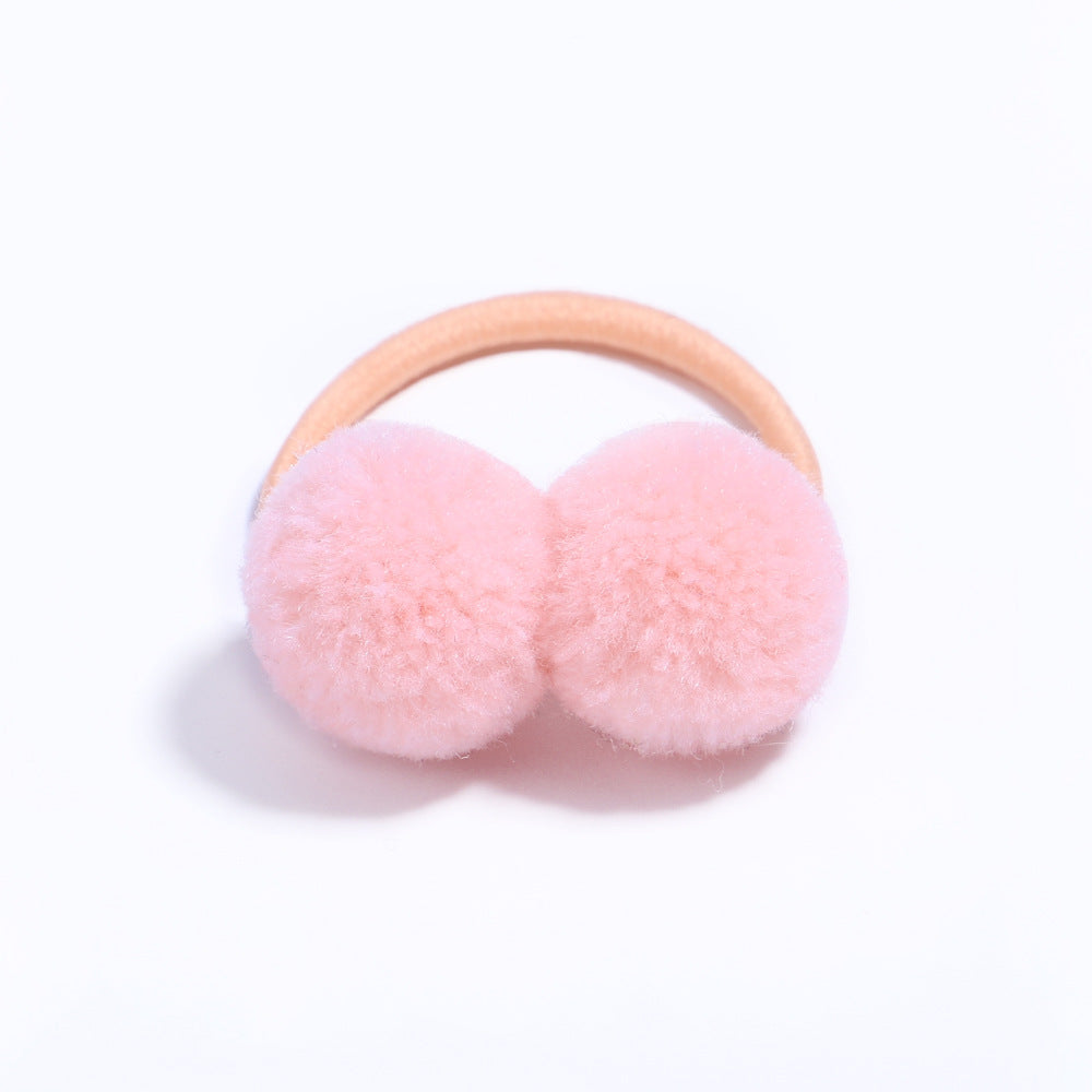 Fashion Simple Hair Ring Rubber Band with Cute Pom Pom for Kids