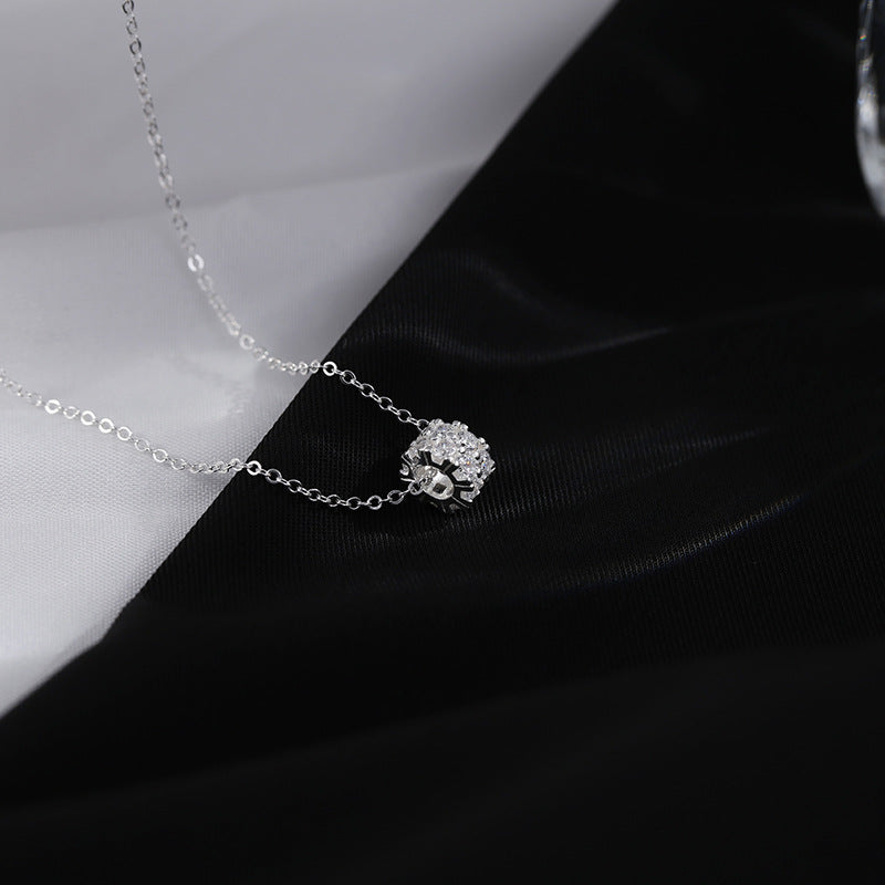 Fashion Titanium Steel and 14K Gold Plated Zircon Bead Necklace