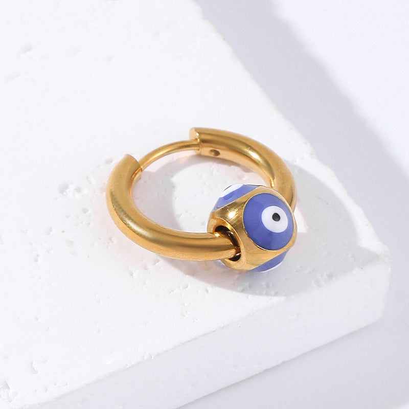 Punk Devil's Eye Stainless Steel Hoop Earrings