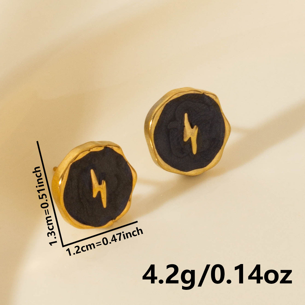 Elegant Lightning Bolt 18k Gold Plated Stainless Steel Ear Studs