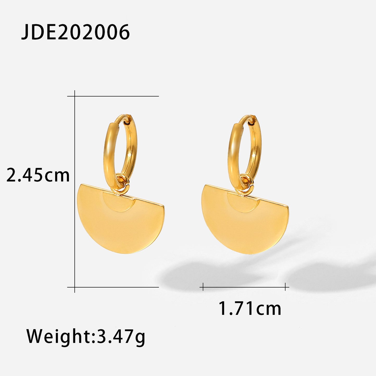 18K Gold Plated Stainless Steel Hollow Circle Pendant Earrings for Women