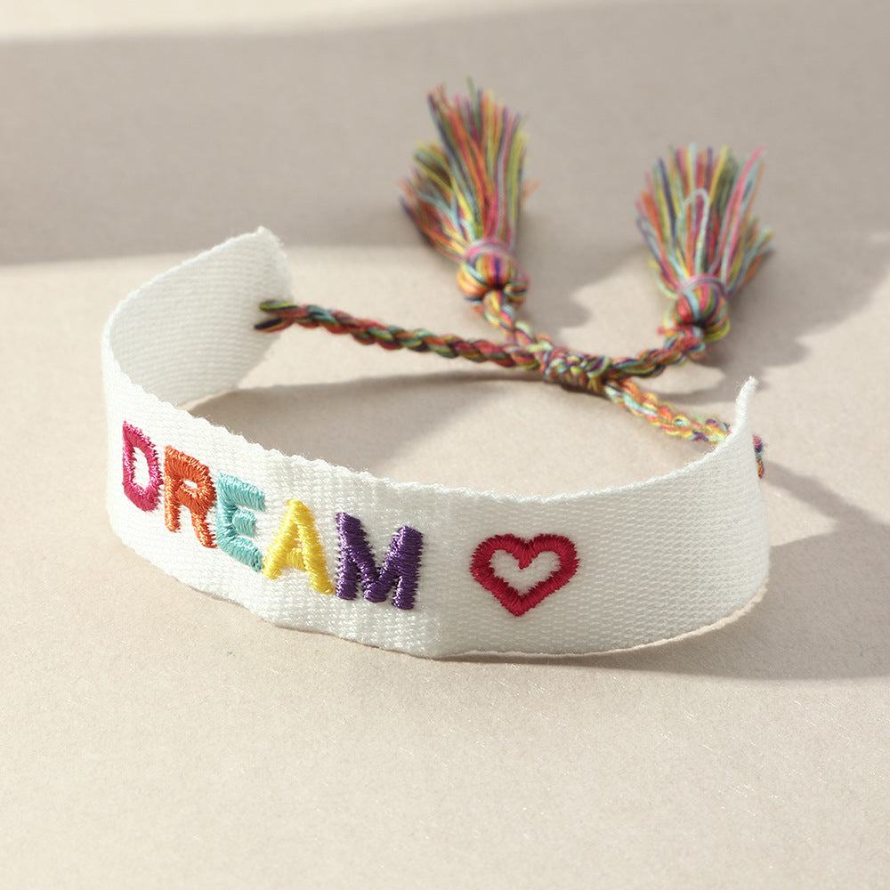 Bohemian Ethnic Style Handmade Embroidery Tassel Woven Bracelet
