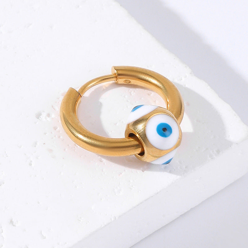 Punk Devil's Eye Stainless Steel Hoop Earrings