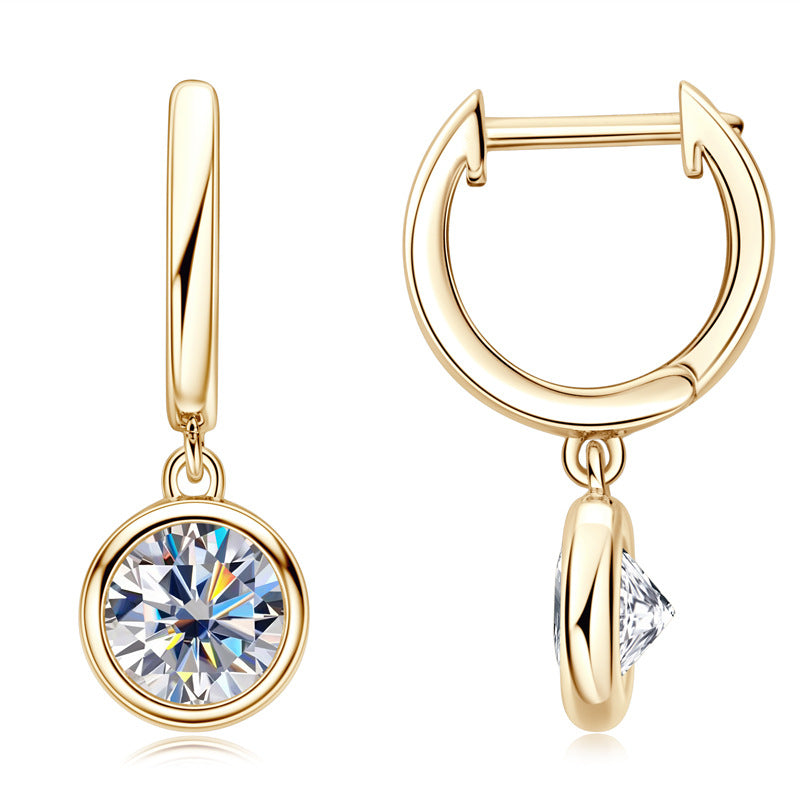 Simple Style Sterling Silver Moissanite Hoop Earrings for Women