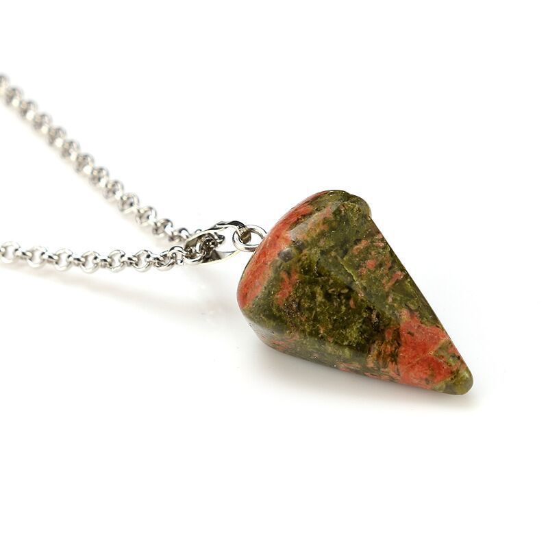 Hexagonal Cone Natural Stone Crystal Pendant Necklace