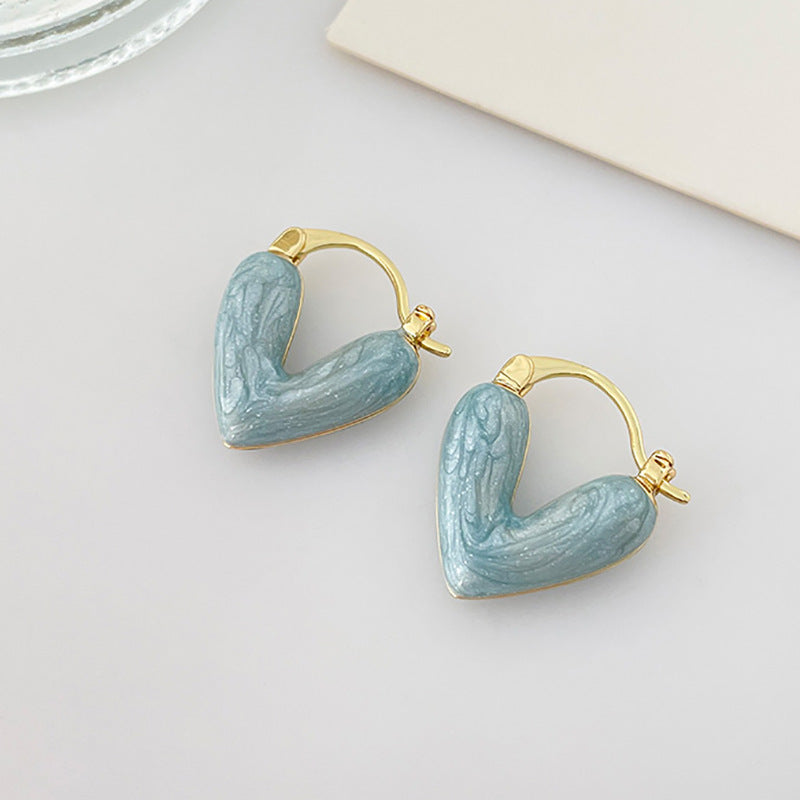 Sweet Heart Alloy Plated Minimalist Hoop Earrings