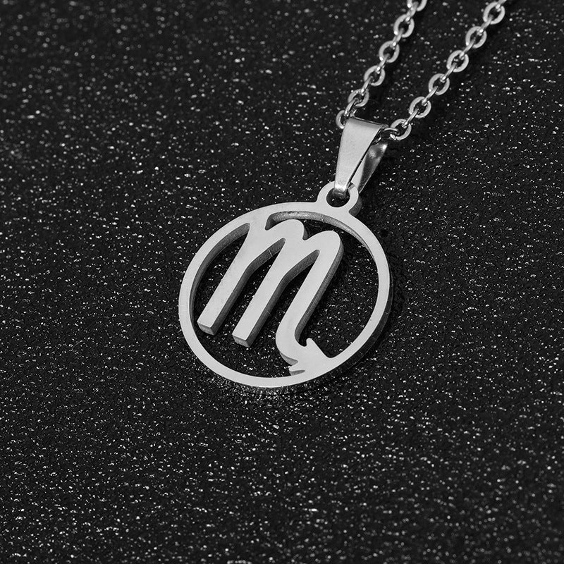 Simple Style Zodiac Stainless Steel Necklace