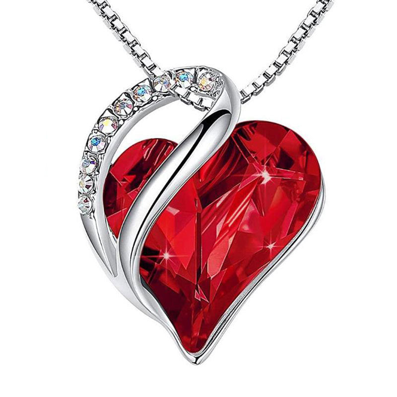 Heart Shape Crystal Birthstone Pendant Necklace