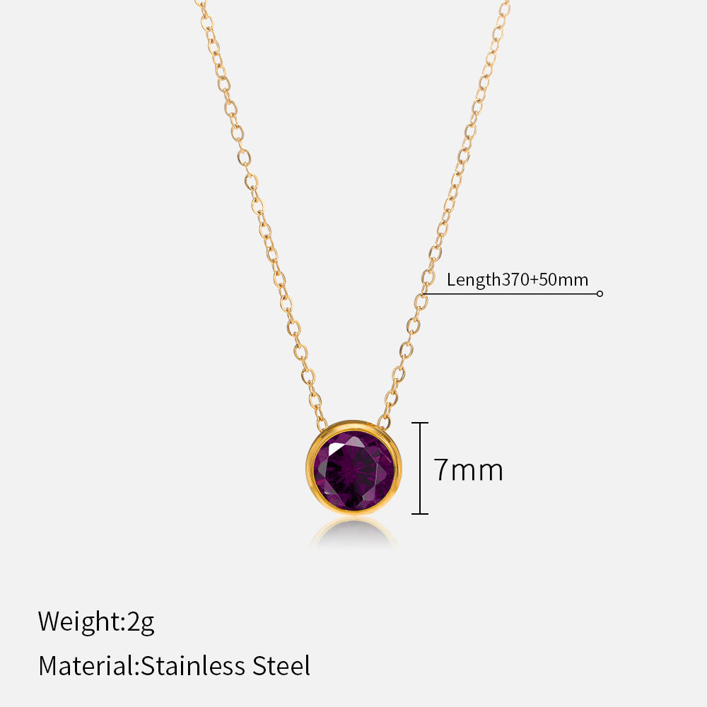 Simple Minimalist Gold Plated Stainless Steel Rhinestone Pendant Necklace
