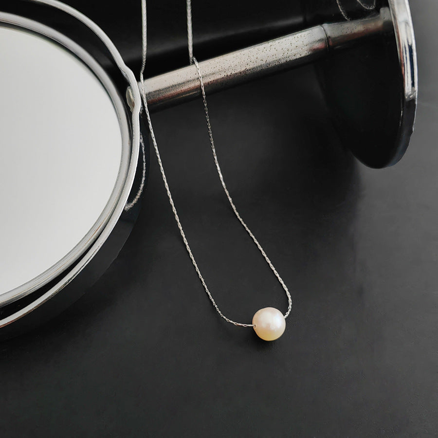 Elegant Geometric Titanium Steel Pearl Pendant Necklace