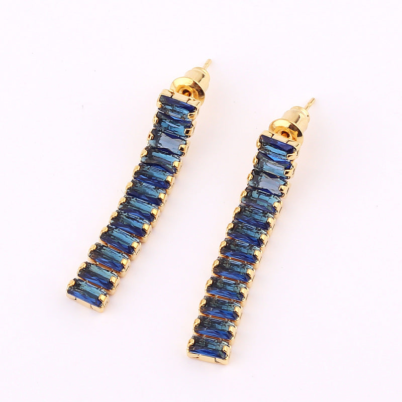 Elegant Zircon Tassel Bowknot Copper Earrings
