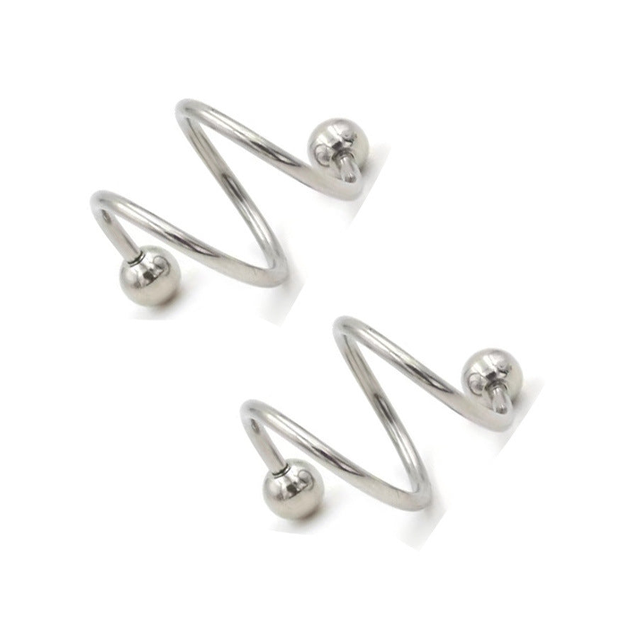 Geometric Stainless Steel S-Shaped Lip and Nose Ring Piercing Jewelry