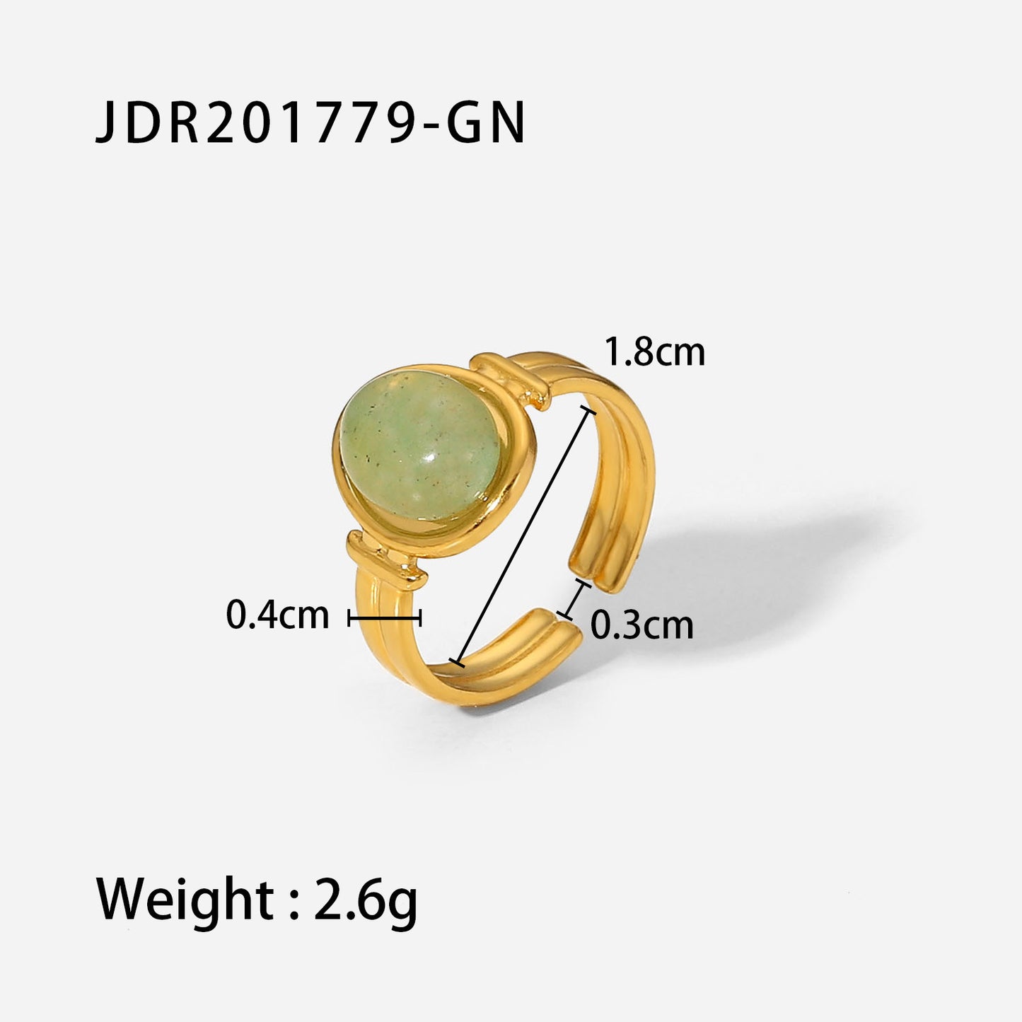 Vintage Geometric Stainless Steel Gemstone Adjustable Ring