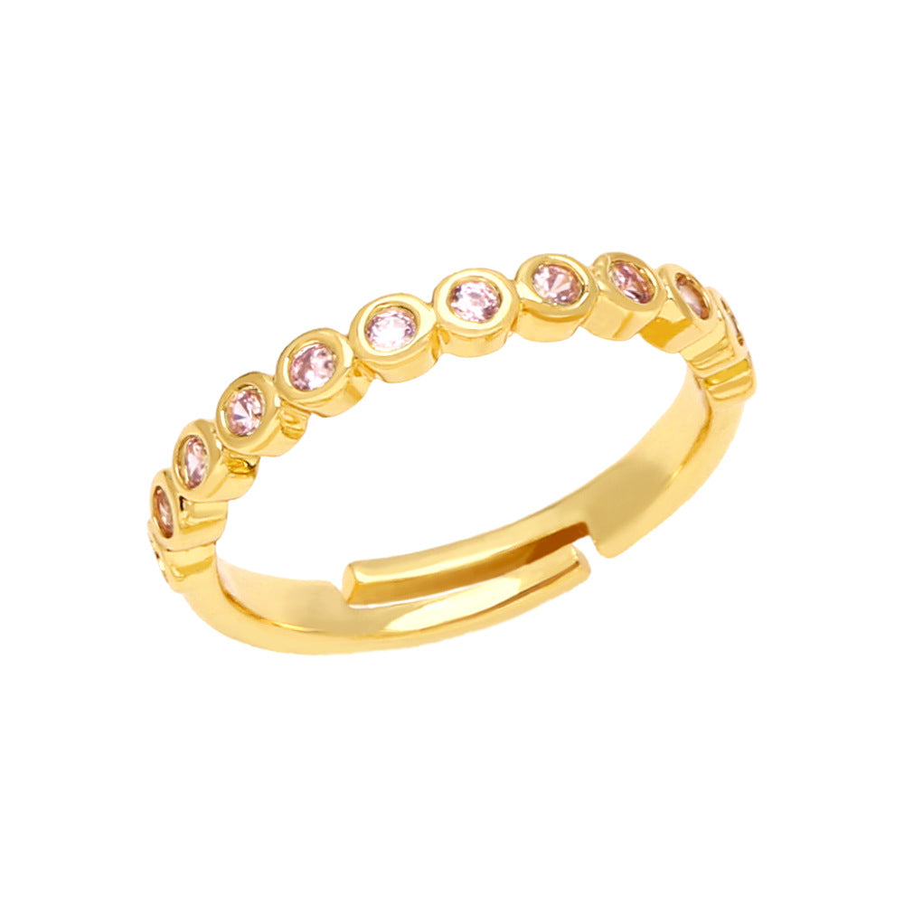 1 Piece Fashion Geometric Copper Plated Zircon Adjustable Open Ring