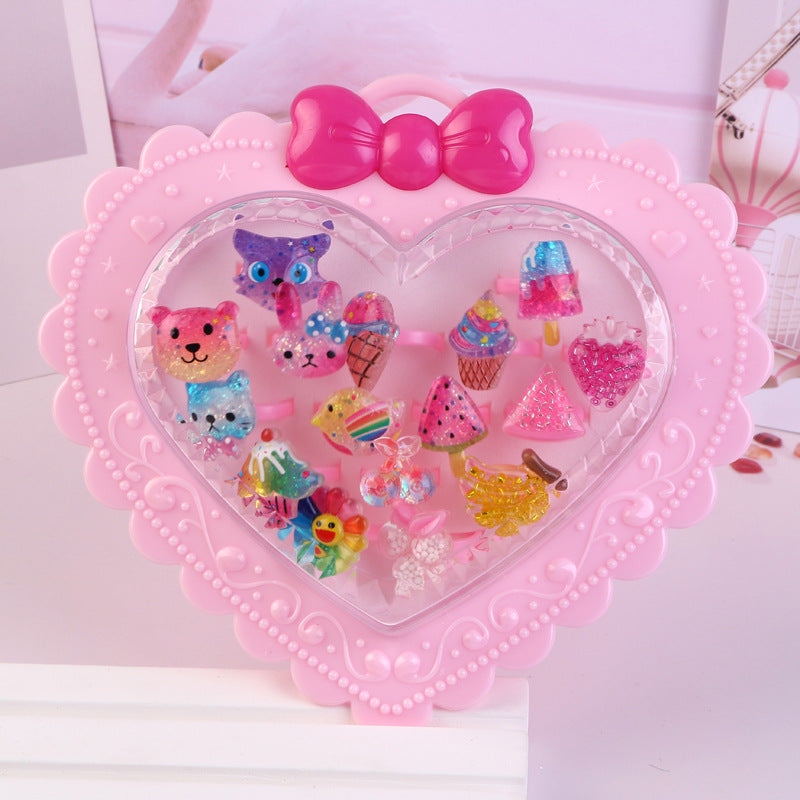 Children's Adjustable Flashing Diamond Ring Set - 36 Pieces