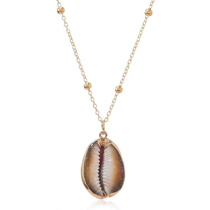 Glam Lady Natural Shell Gold Plated Pendant Necklace for Women