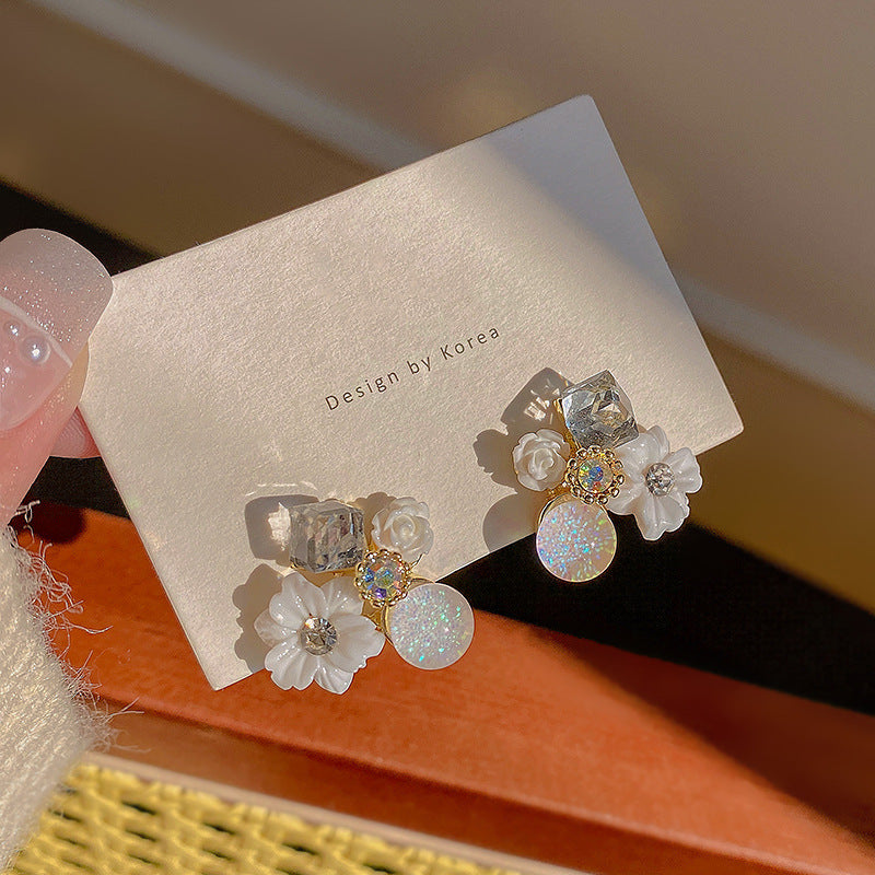 1 Pair Elegant Flower Alloy Rhinestone Inlay Women's Earrings