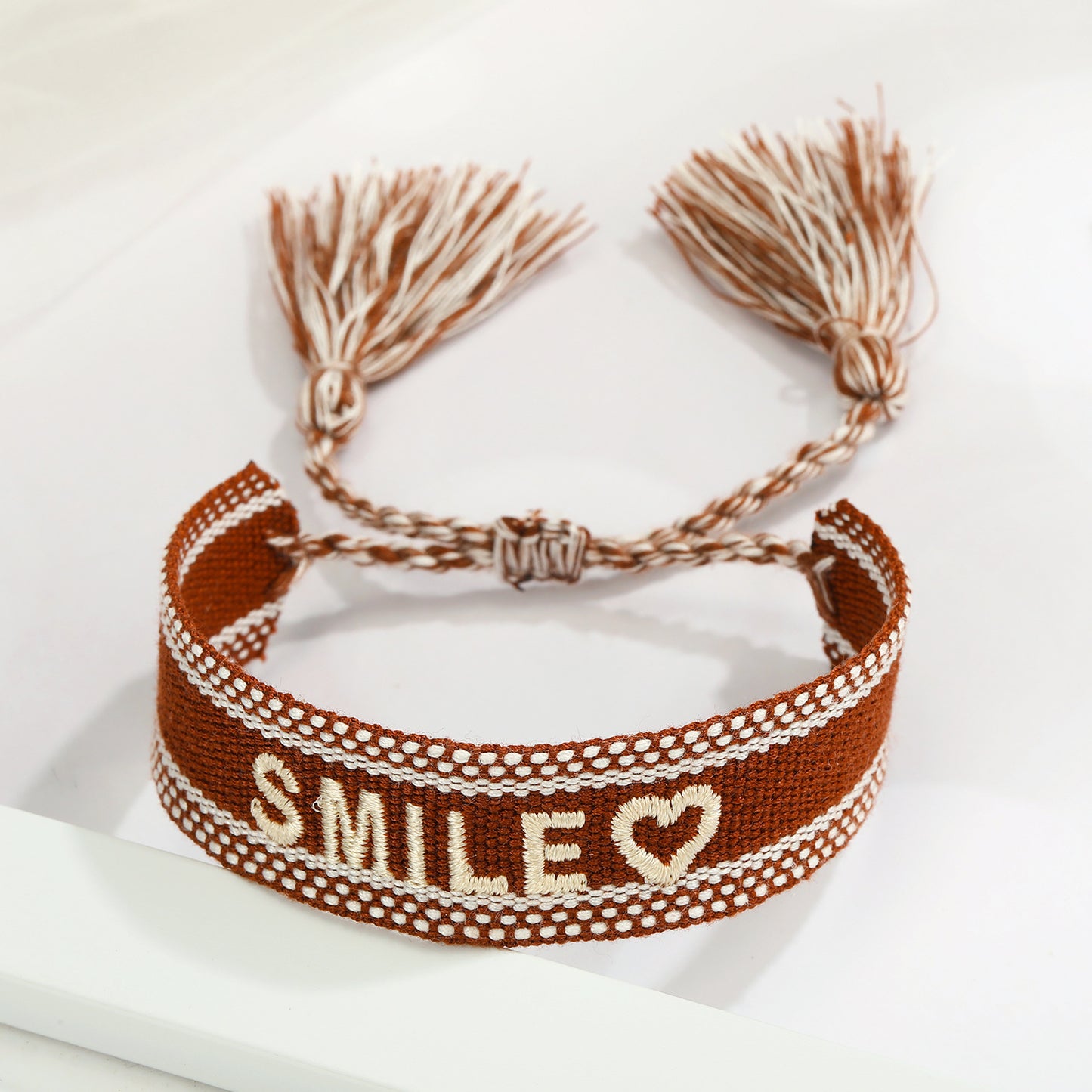 Embroidered Woven Alphabet Tassel Bracelet - Personalized Couple Jewelry