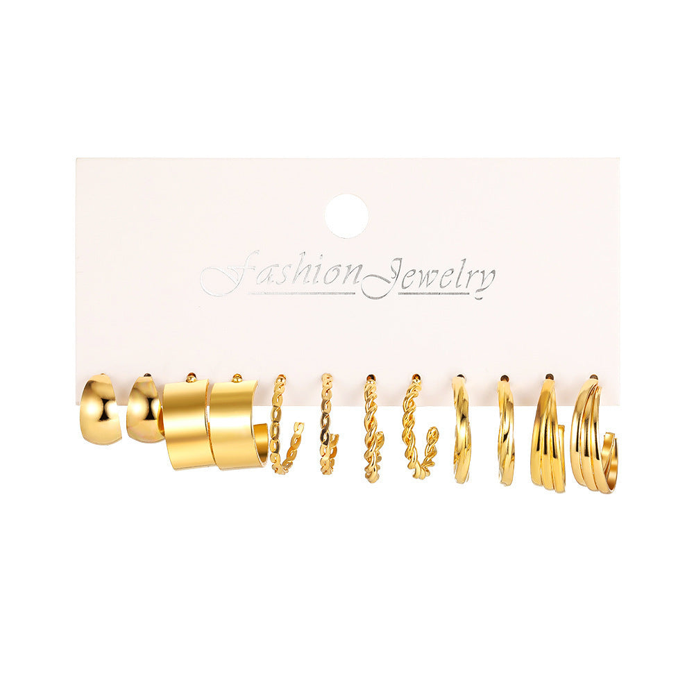 6 Pairs Minimalist Gold and Silver Plated Chain Hoop Earrings with Artificial Pearls for Women