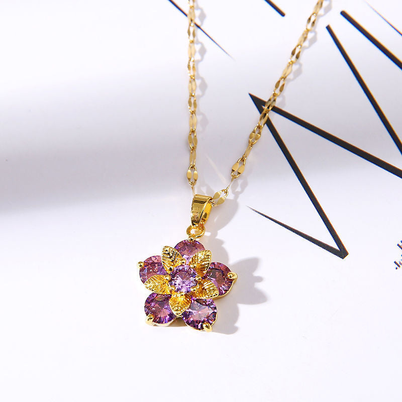 Wholesale Multi-layer Zircon Flower Pendant Necklace for Women