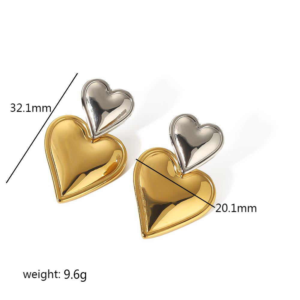 Elegant Heart Shape Titanium Steel Drop Earrings for Women
