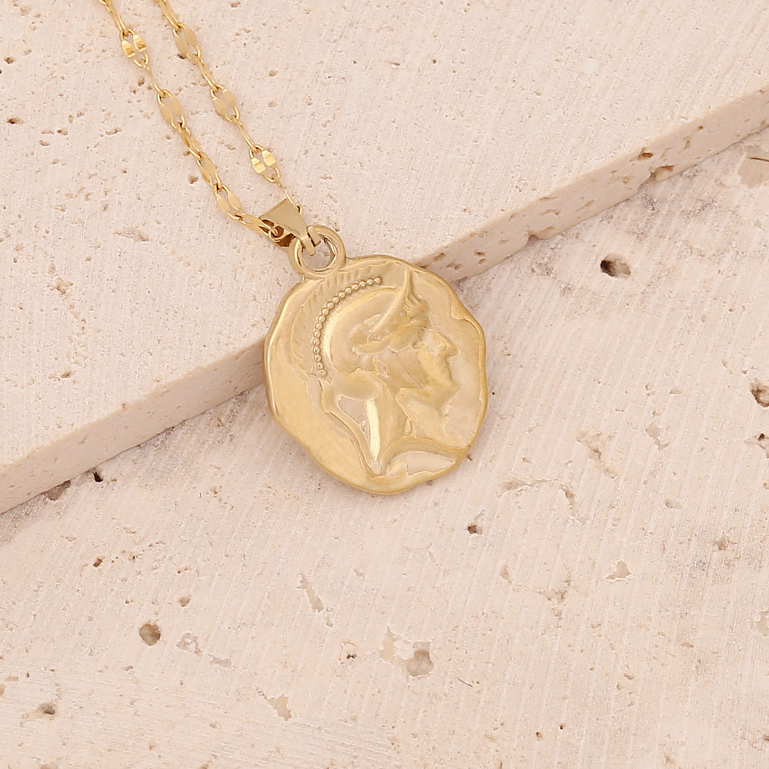 Geometric Owl Heart Stainless Steel Pendant Necklace with Zircon Inlay