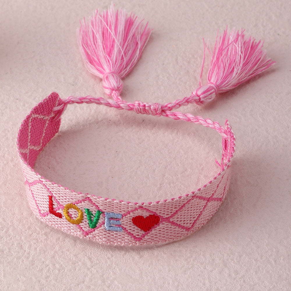 Ethnic Handmade Embroidery Tassel Braided Friendship Bracelet