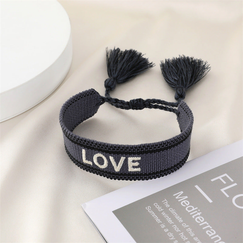 Ethnic Trend Handwoven Embroidery Tassel Bracelet