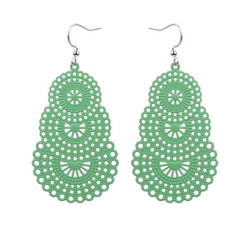 Bohemian Gourd Geometric Hollow Out Colorful Drop Earrings for Women