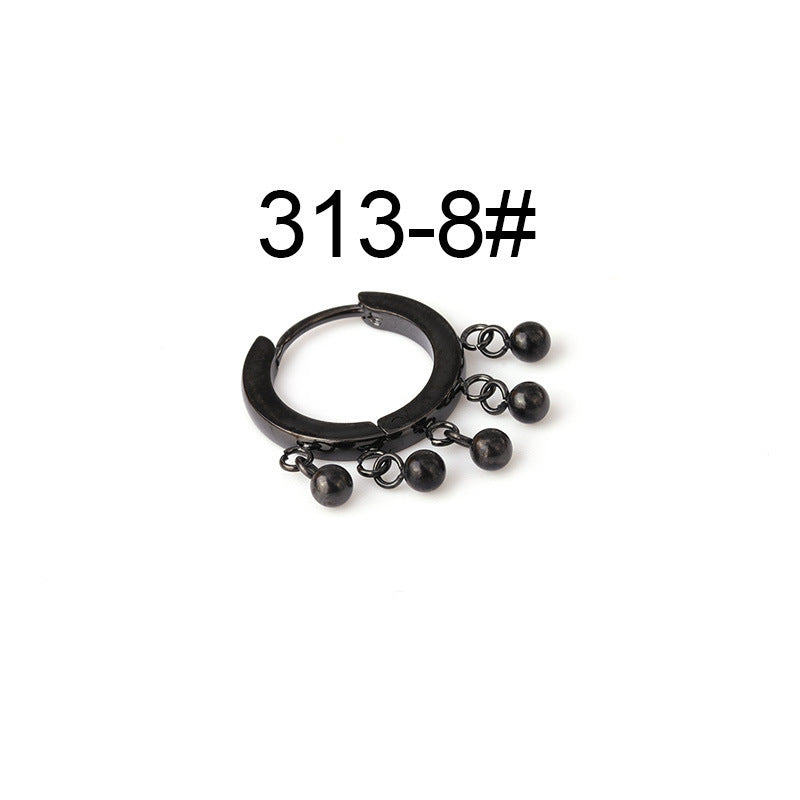 Ethnic Geometric Stainless Steel Cartilage Rings & Tassel Earrings Set